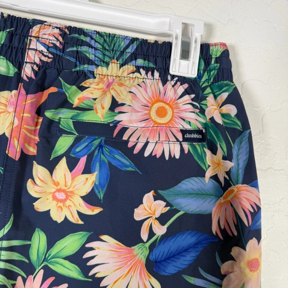 Chubbies Swim Trunks Mens Large Blue Floral 5.5 Inch Inseam Board Shorts Summer